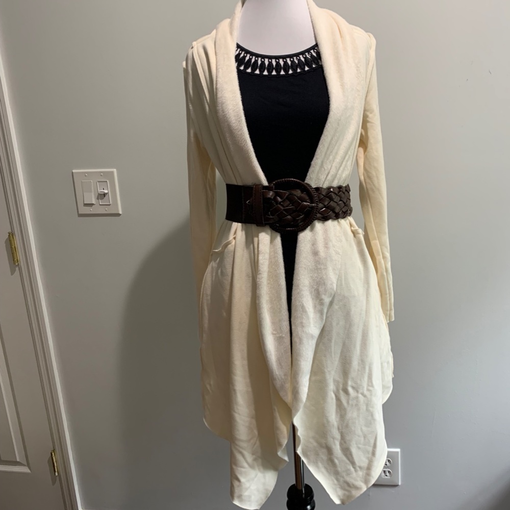 NWT Cupio jacket off white creme medium pockets coatigan cardigan long coat M